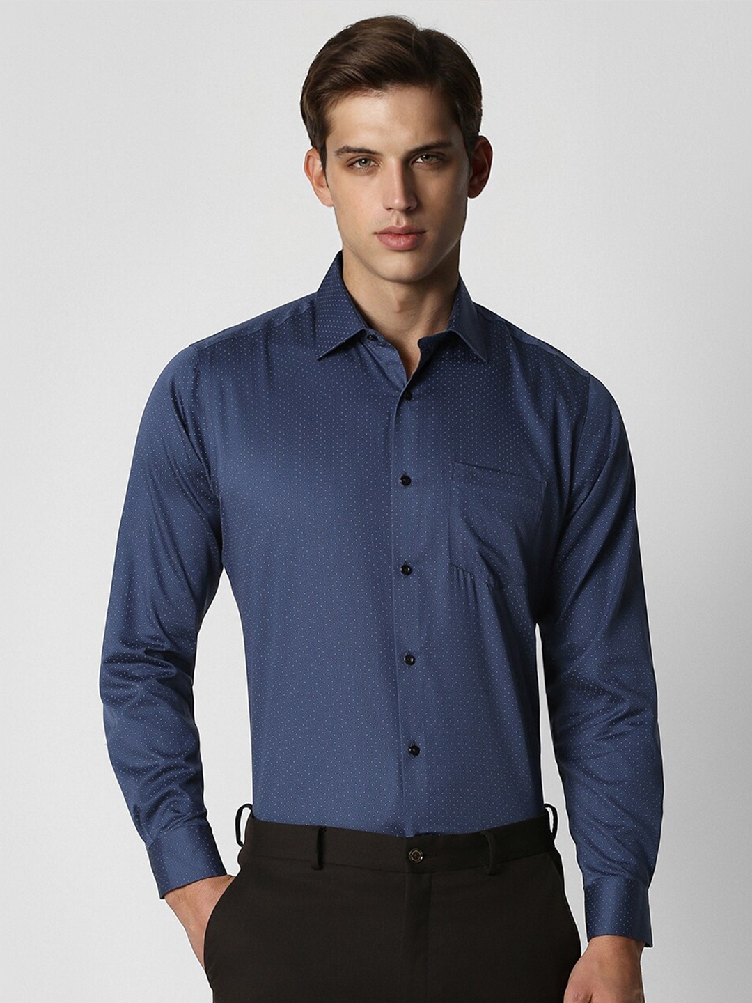 

Van Heusen Micro Ditsy Printed Pure Cotton Formal Shirt, Navy blue