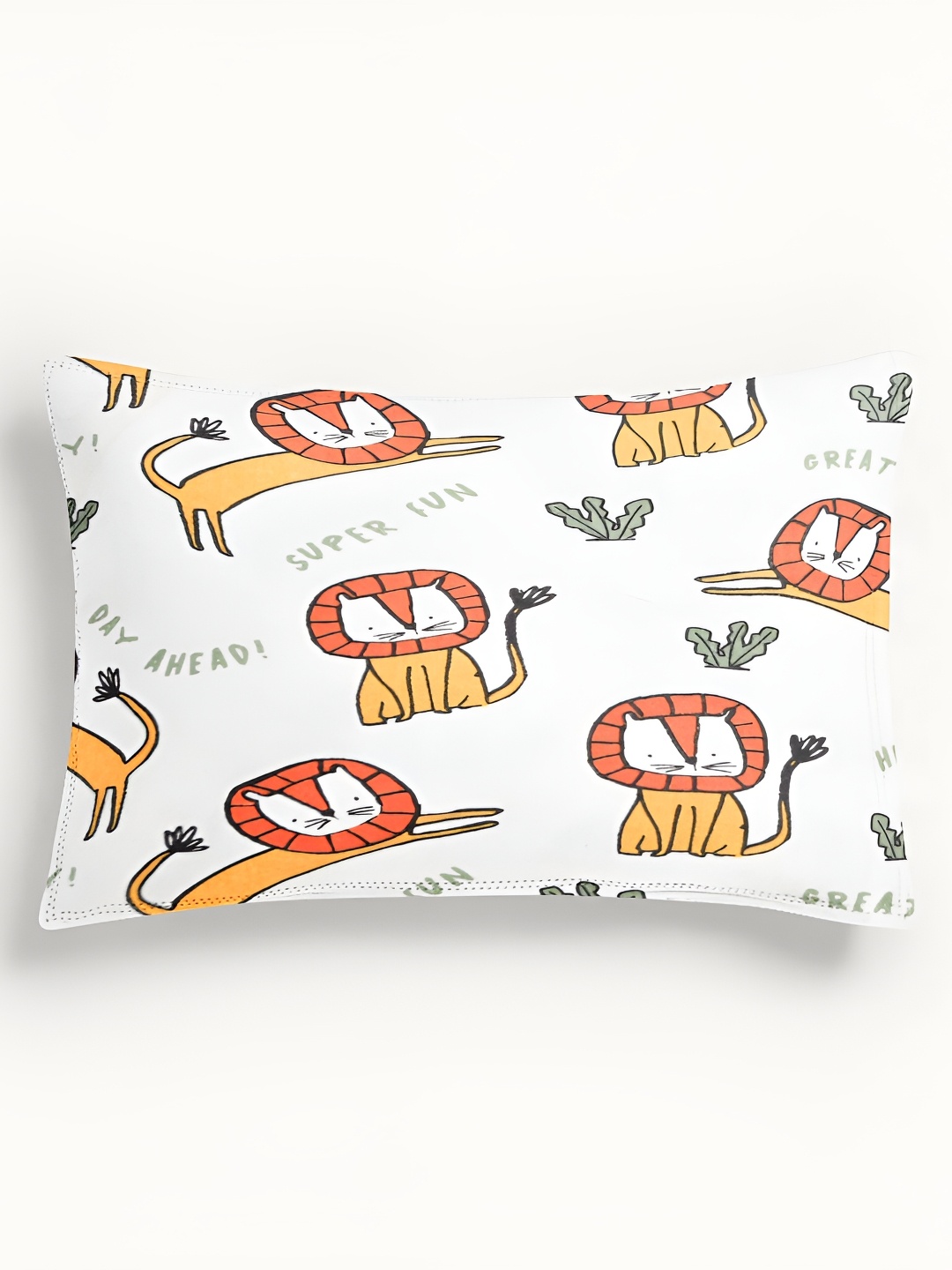 

THE BABY ATELIER White & Yellow Printed Pure Cotton Pillow Cover