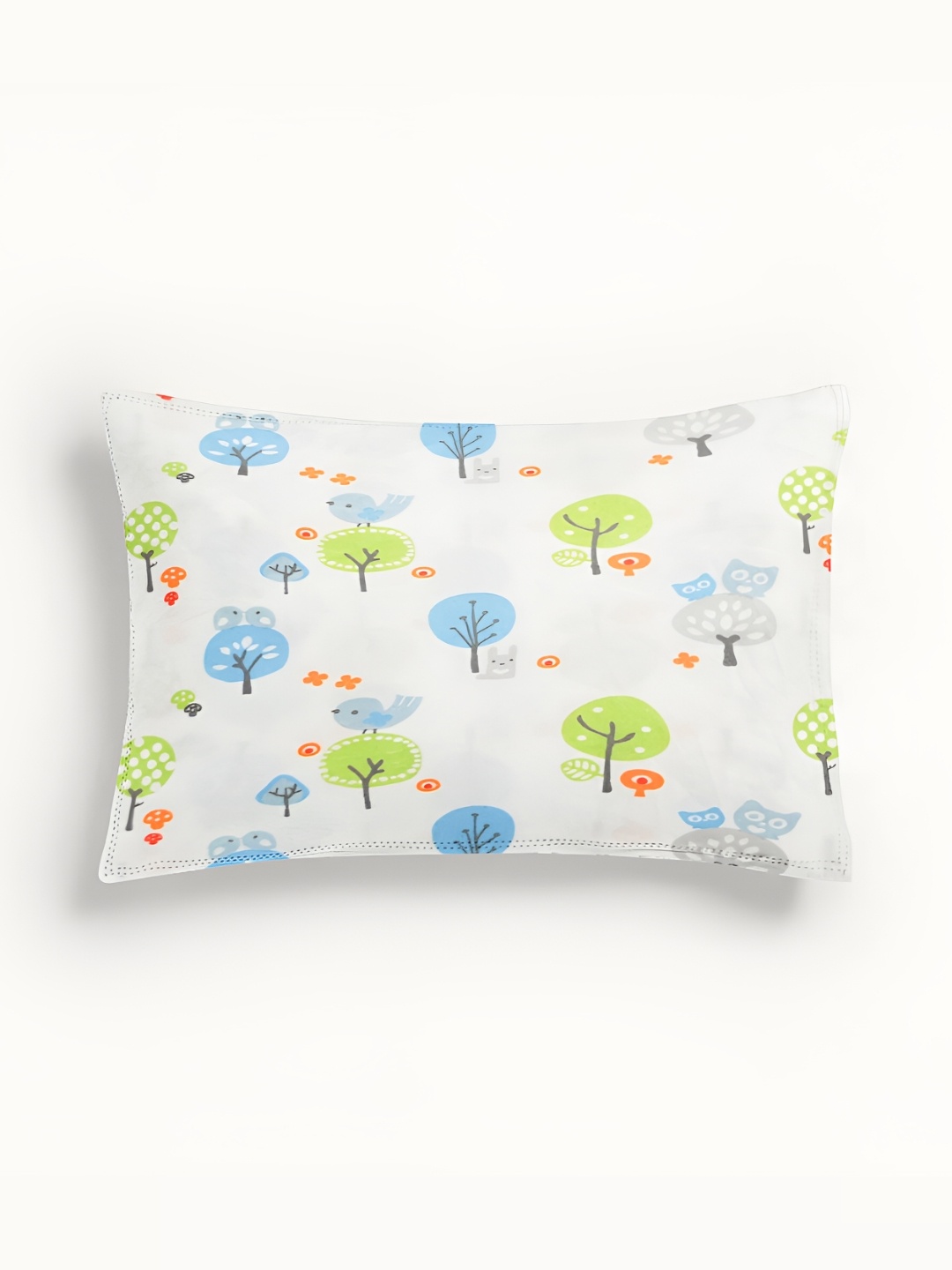 

THE BABY ATELIER White & Green Printed Pure Cotton Pillow Cover