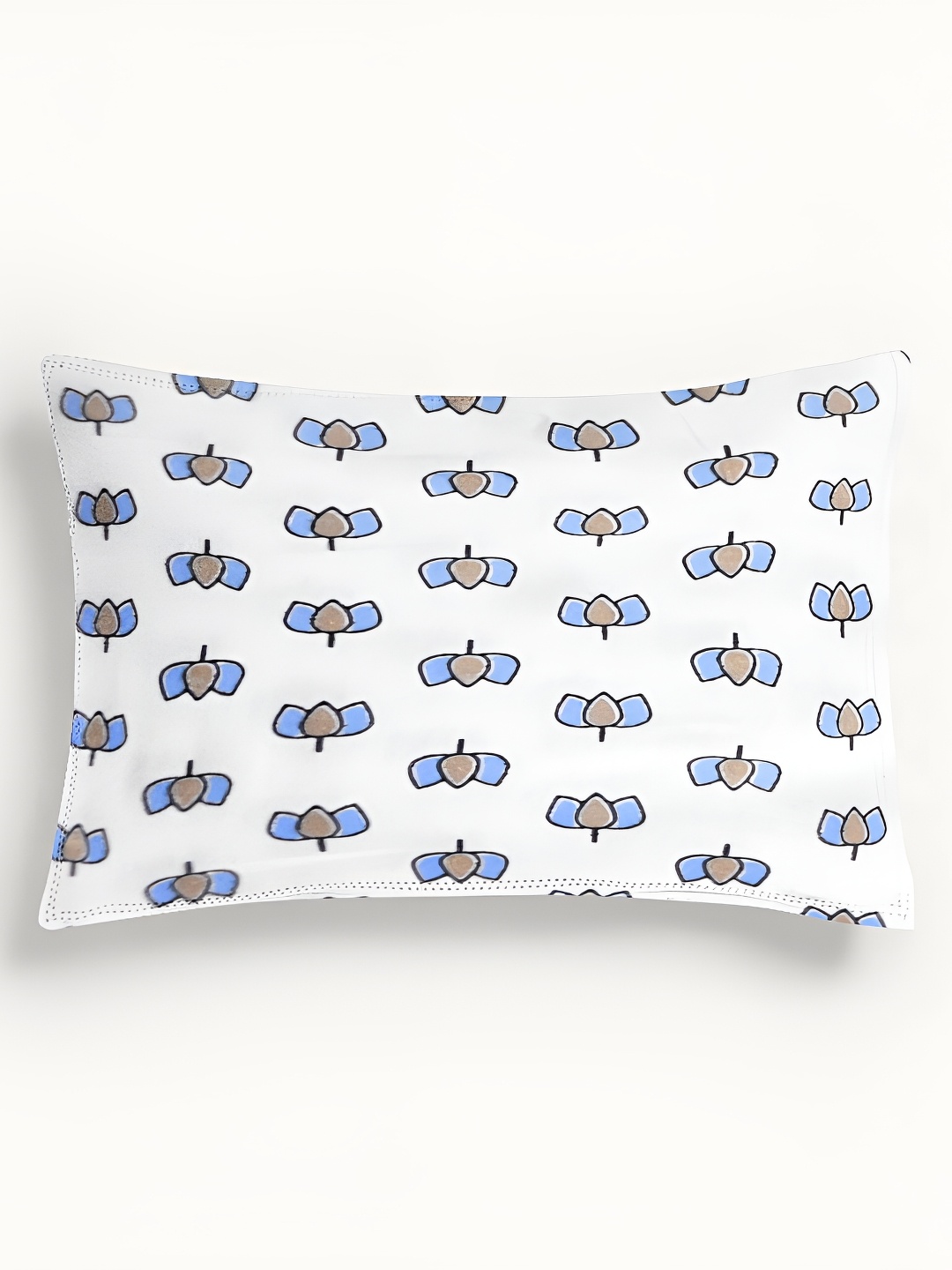 

THE BABY ATELIER White & Blue Printed Pure Cotton Pillow Cover