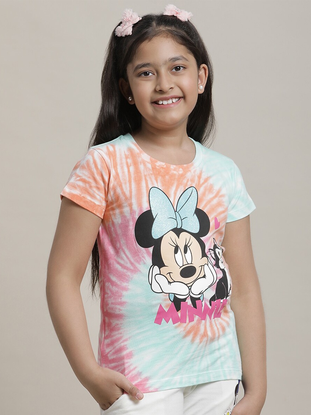 

Kids Ville Girls Mickey & Friends Graphic Printed Pure Cotton T-Shirt, Blue