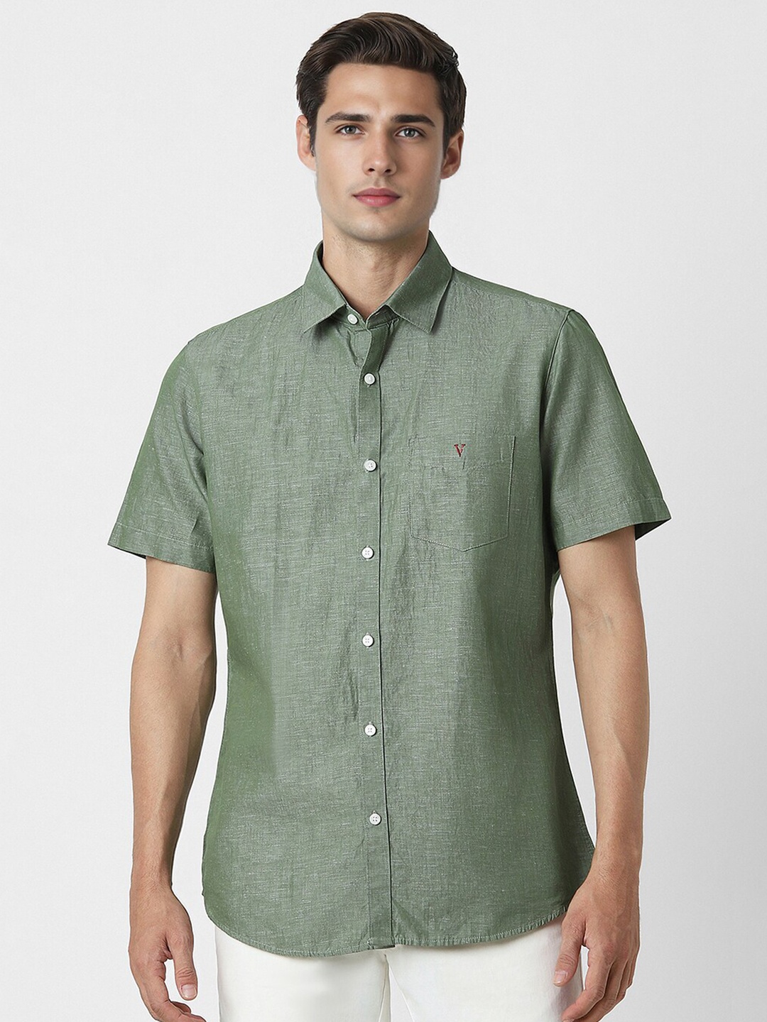 

Van Heusen Sport Slim Fit Cotton Linen Casual Shirt, Green