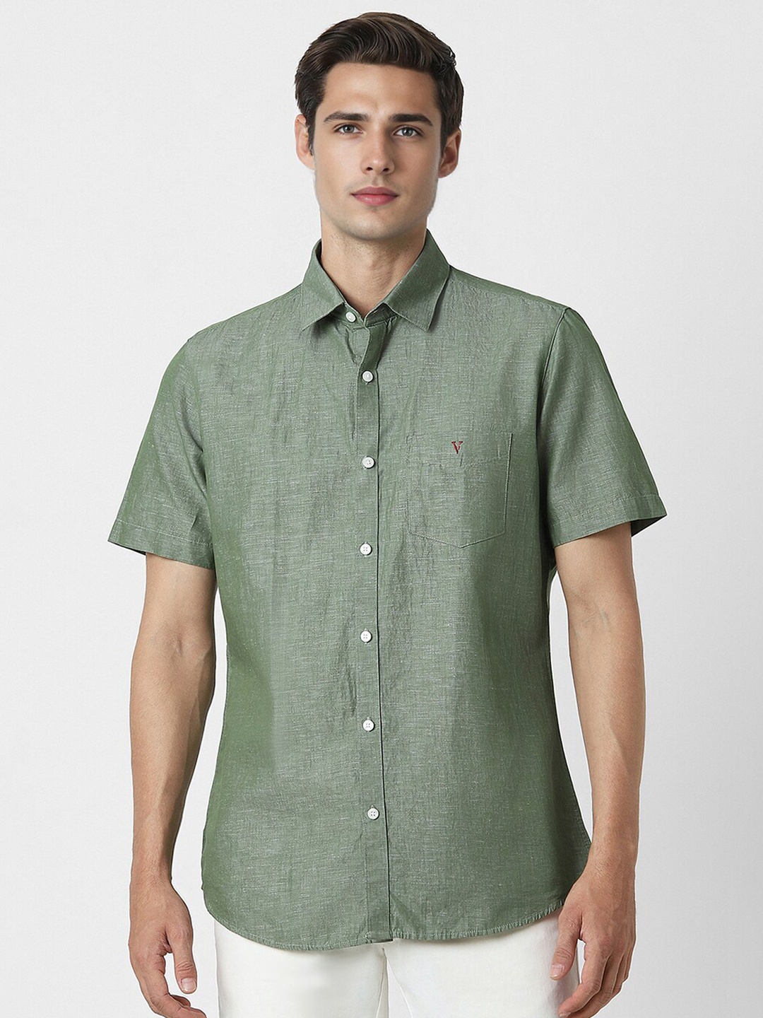

Van Heusen Sport Slim Fit Cotton Linen Casual Shirt, Green