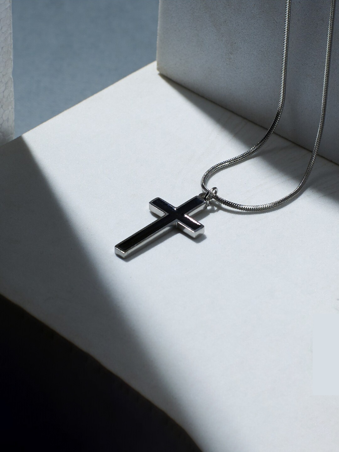 

DressBerry Silver-Toned Santa-Croce-Cross Stainless Steel Necklace