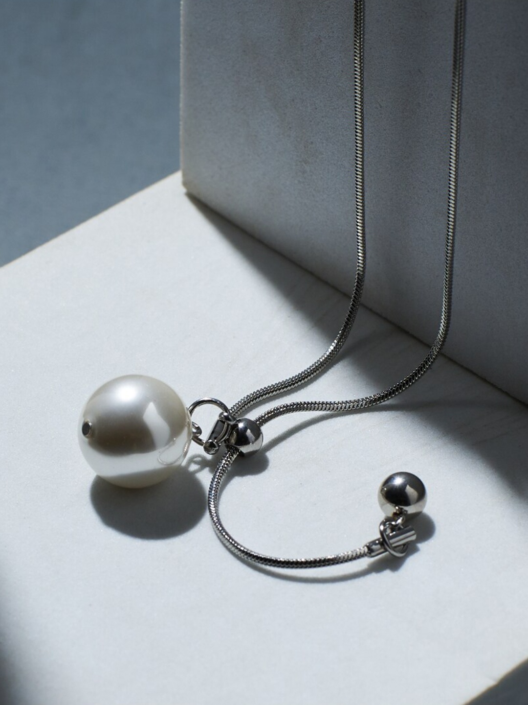 

DressBerry Stainless Steel Beaded Necklace, Silver