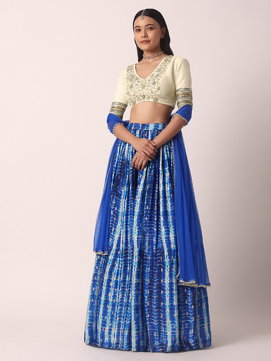 

KALKI Fashion Embroidered Thread Work Ready to Wear Lehenga & Blouse With Dupatta, Blue