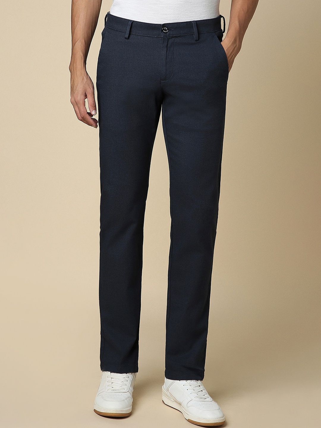 

Allen Solly Men Mid-Rise Slim Fit Trousers, Navy blue