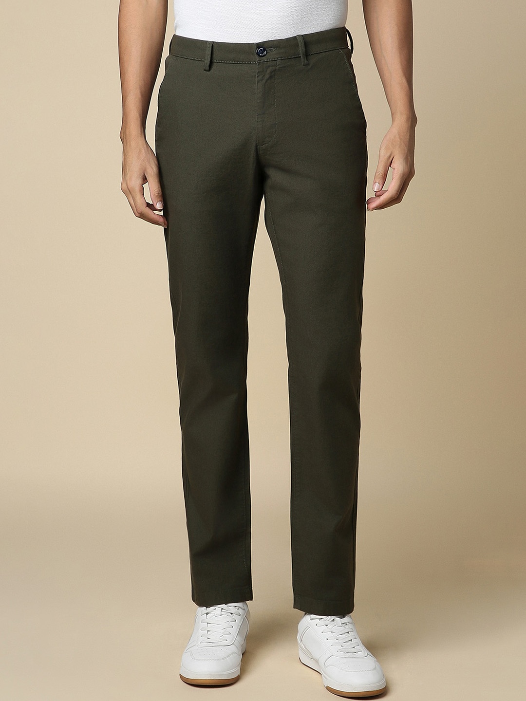 

Allen Solly Men Mid-Rise Trousers, Olive