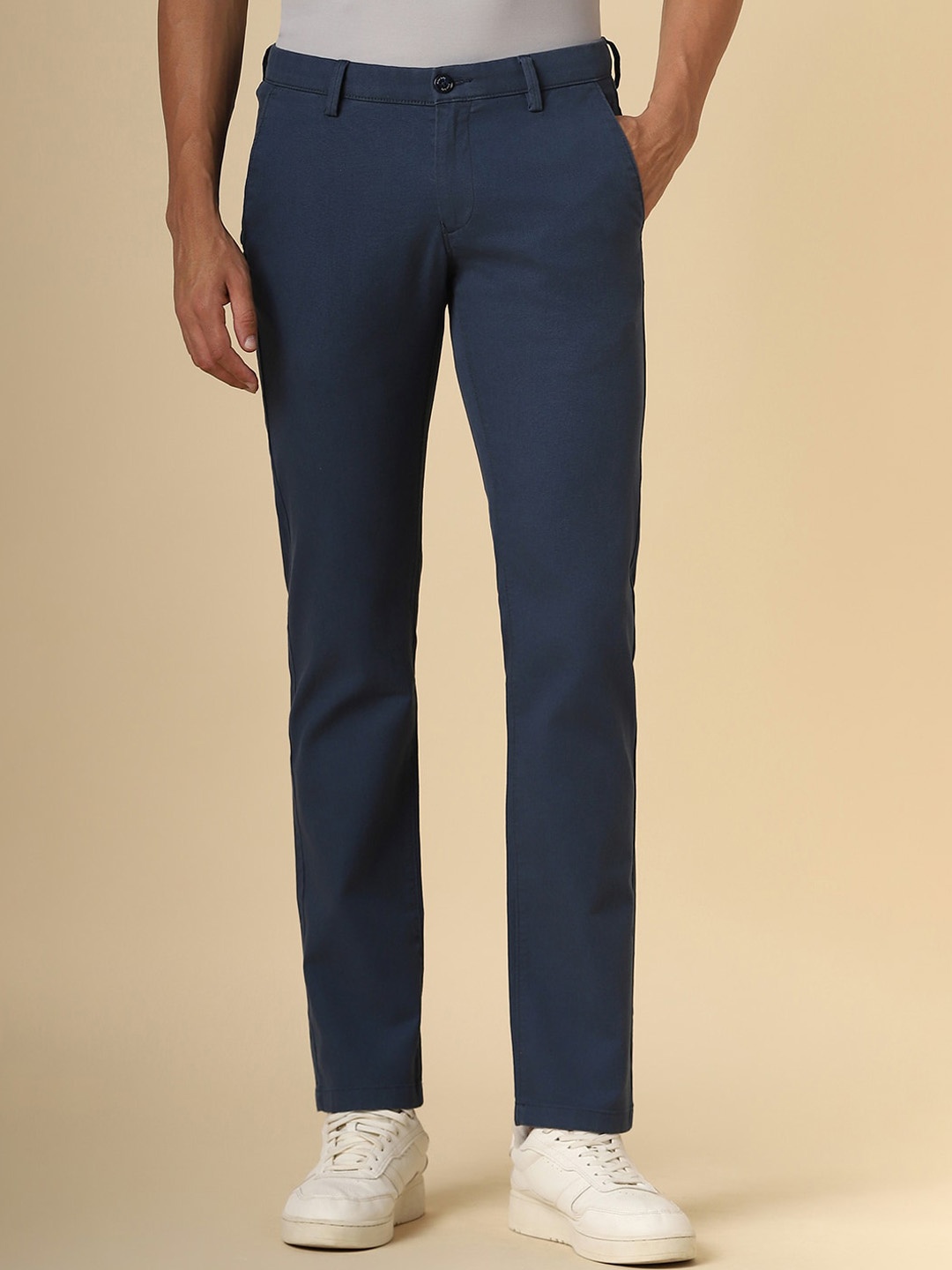 

Allen Solly Men Mid-Rise Slim Fit Trousers, Navy blue