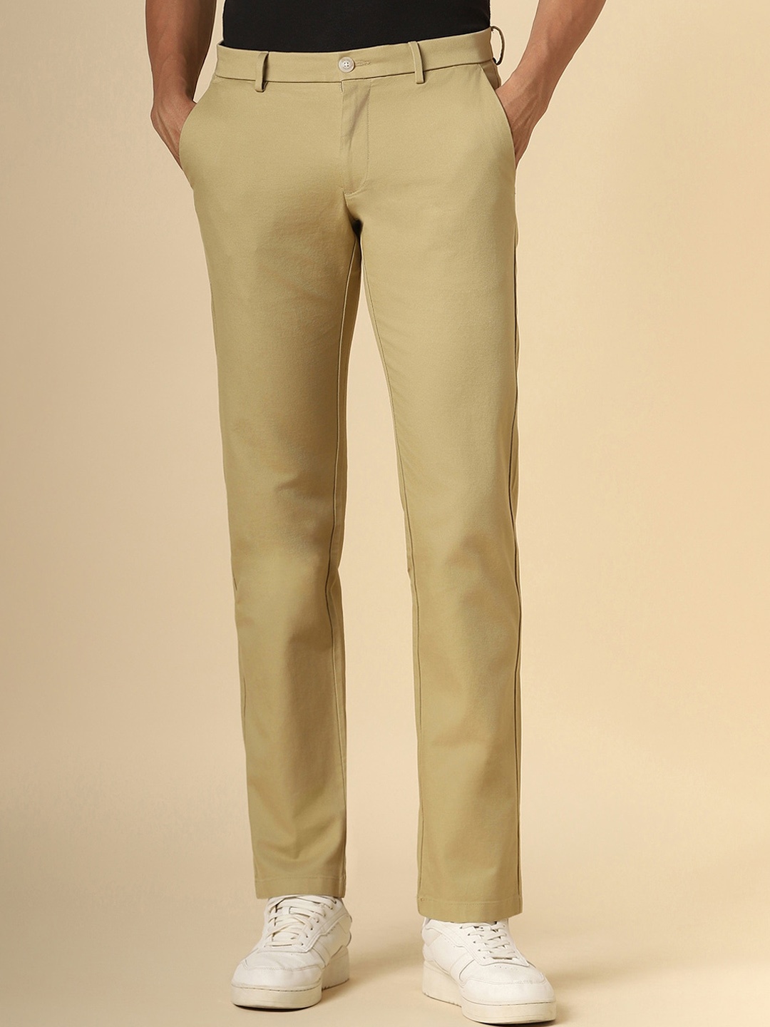 

Allen Solly Men Mid-Rise Slim Fit Trousers, Khaki