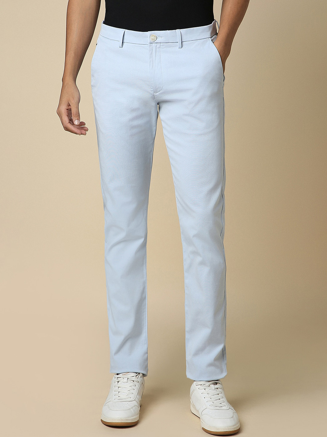 

Allen Solly Men Mid-Rise Slim Fit Trousers, Blue