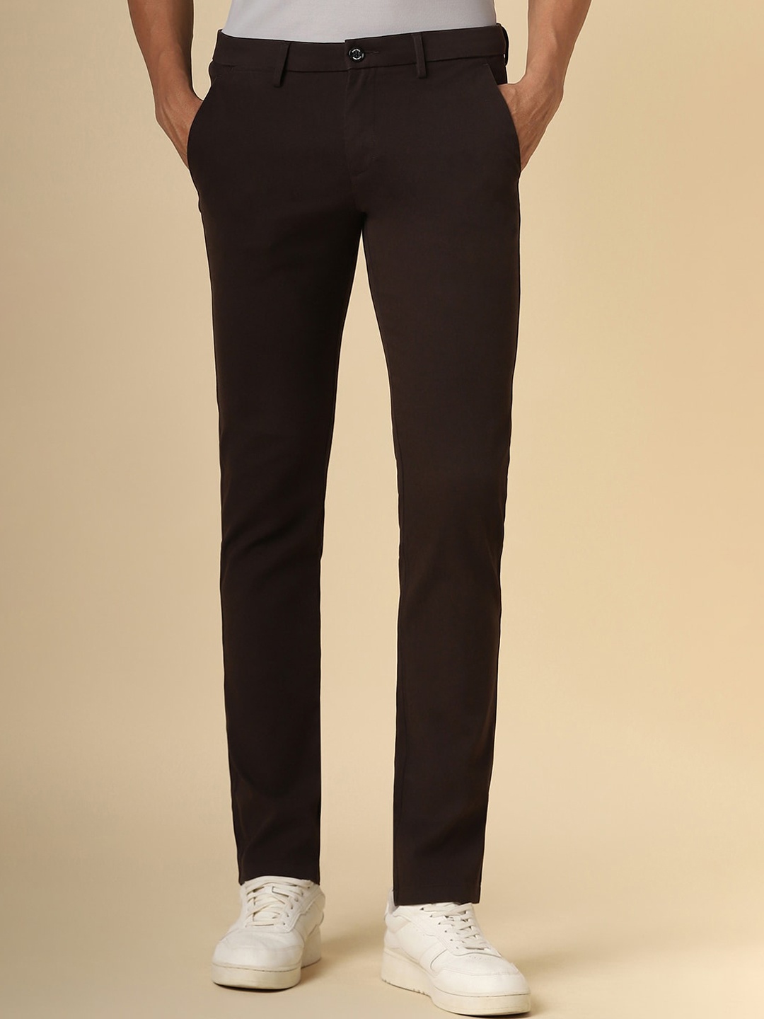 

Allen Solly Men Mid-Rise Slim Fit Trousers, Brown