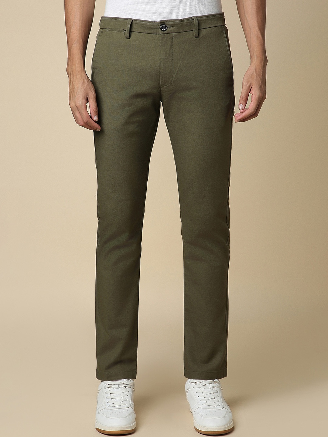 

Allen Solly Men Mid-Rise Slim Fit Trousers, Olive