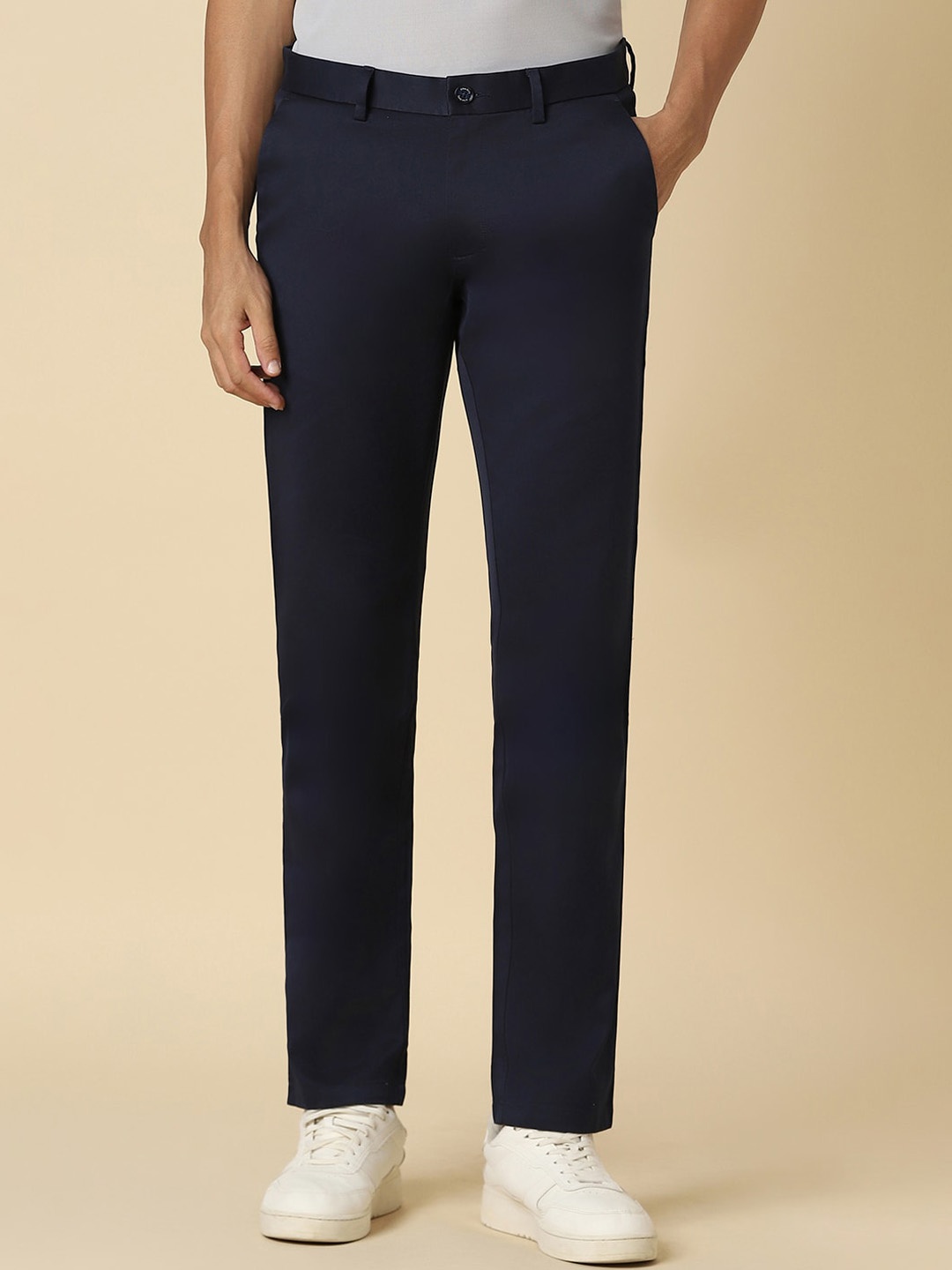 

Allen Solly Men Mid-Rise Trousers, Navy blue