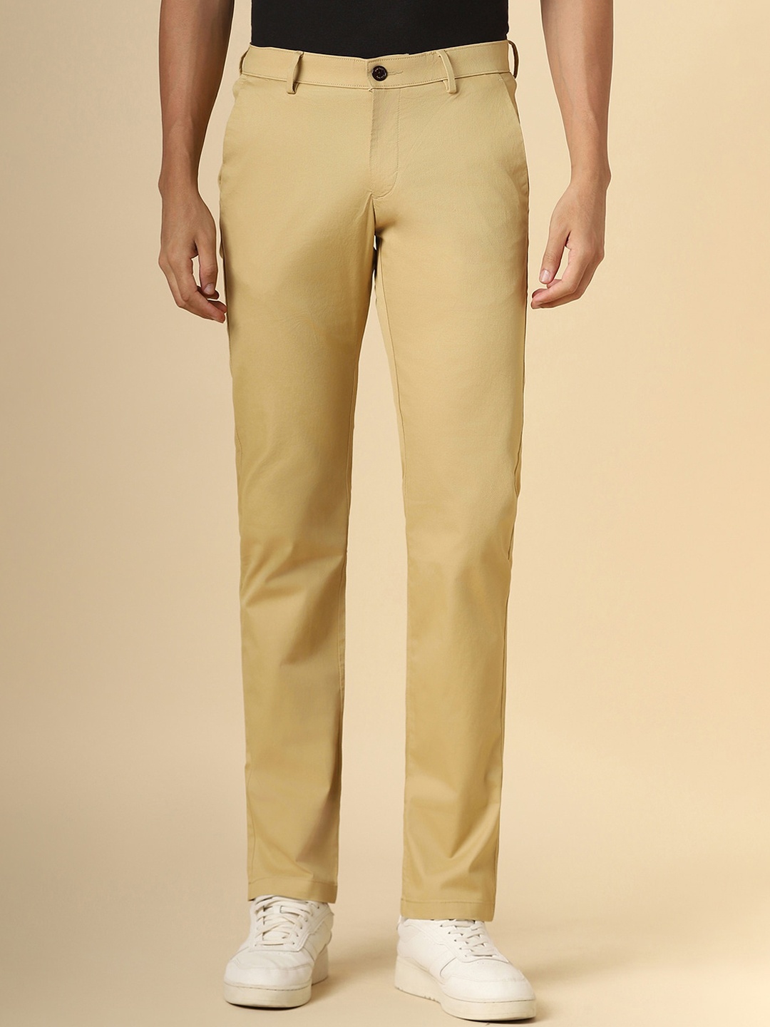 

Allen Solly Men Slim Fit Cotton Trousers, Khaki