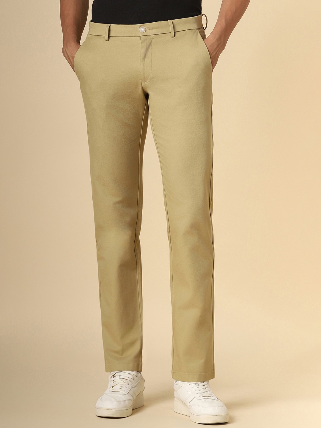 

Allen Solly Men Mid-Rise Slim Fit Trousers, Khaki