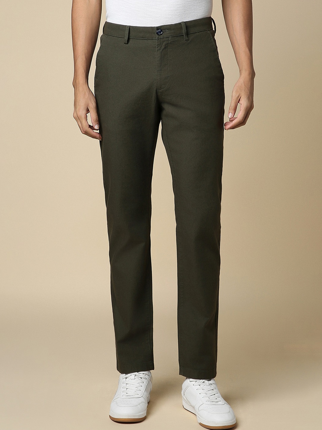 

Allen Solly Men Mid-Rise Trousers, Olive