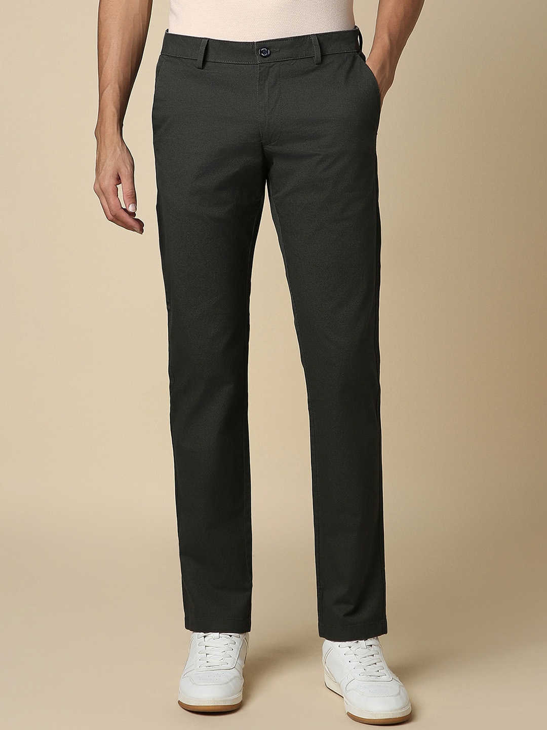 

Allen Solly Men Mid-Rise Slim Fit Trousers, Black