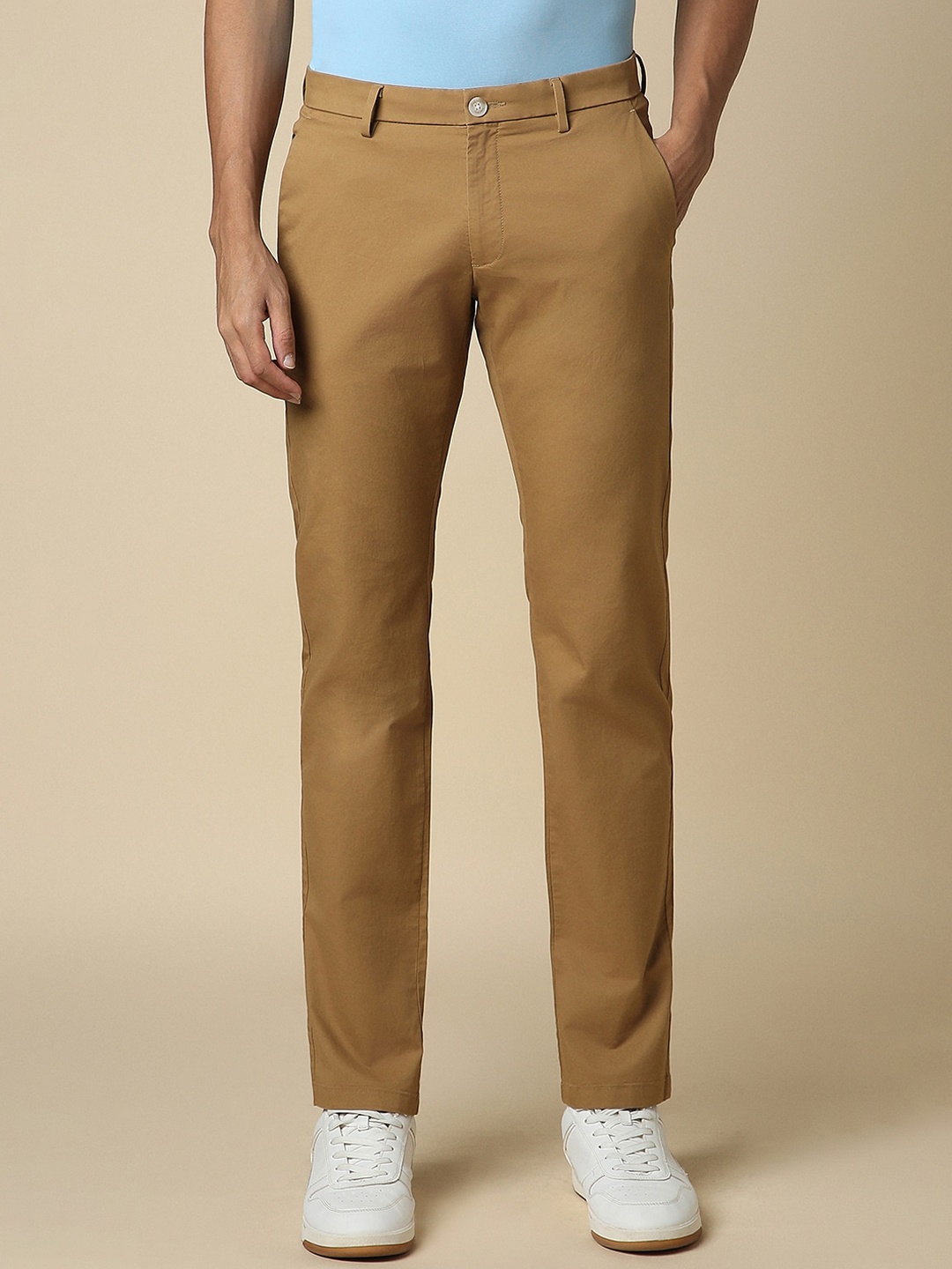 

Allen Solly Men Mid-Rise Slim Fit Trousers, Brown