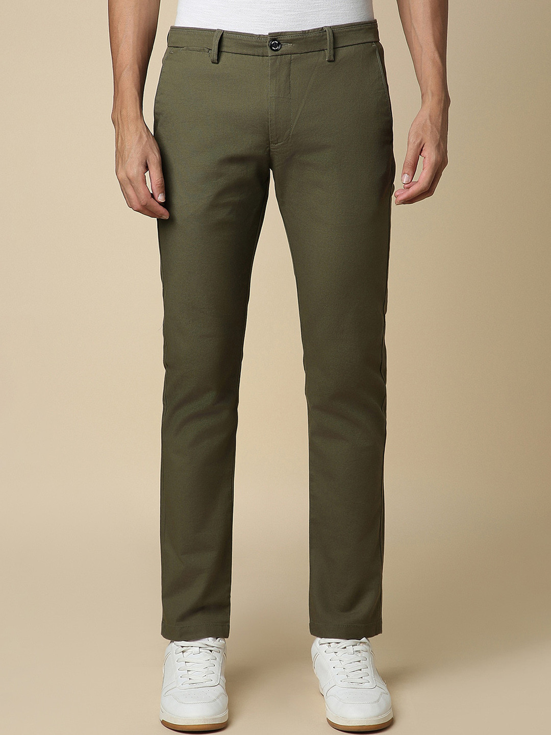 

Allen Solly Men Mid-Rise Slim Fit Trousers, Olive