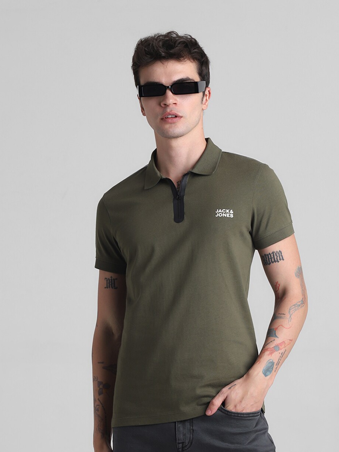 

Jack & Jones Polo Collar Cotton Slim Fit T-shirt, Green