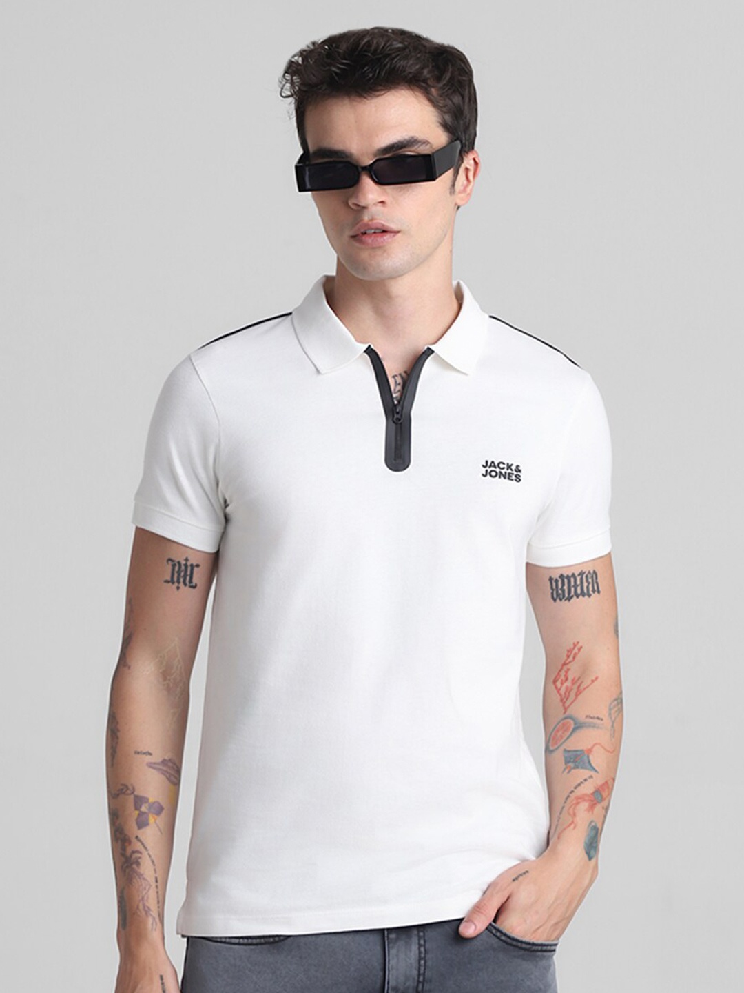 

Jack & Jones Polo Collar Cotton Slim Fit T-shirt, White