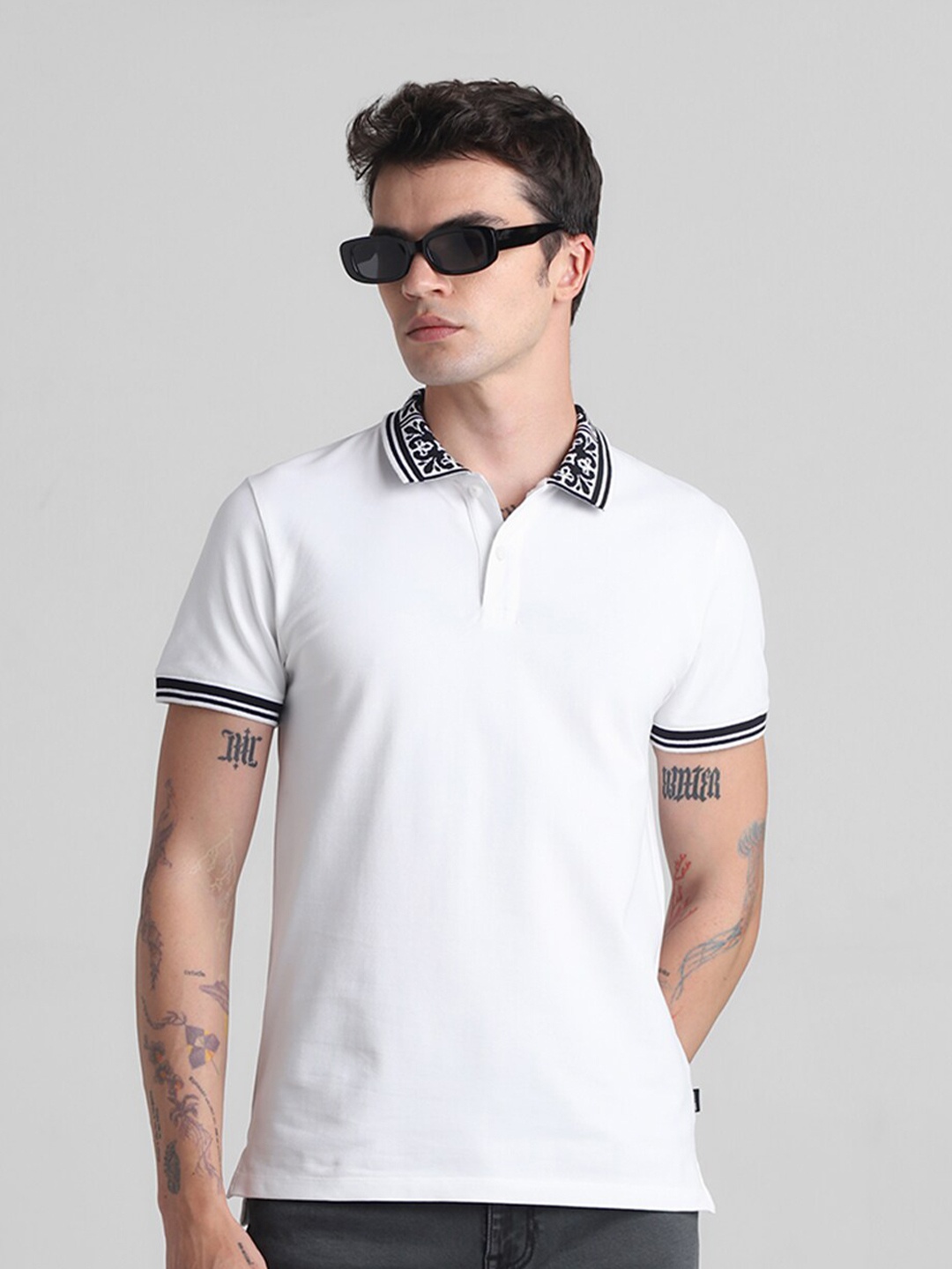 

Jack & Jones Polo Collar Cotton Slim Fit T-shirt, White