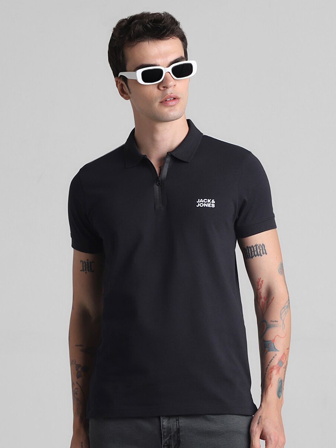 

Jack & Jones Polo Collar Cotton Slim Fit T-shirt, Black