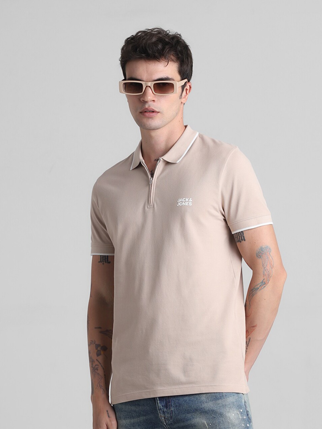 

Jack & Jones Polo Collar Cotton Slim Fit T-shirt, Brown