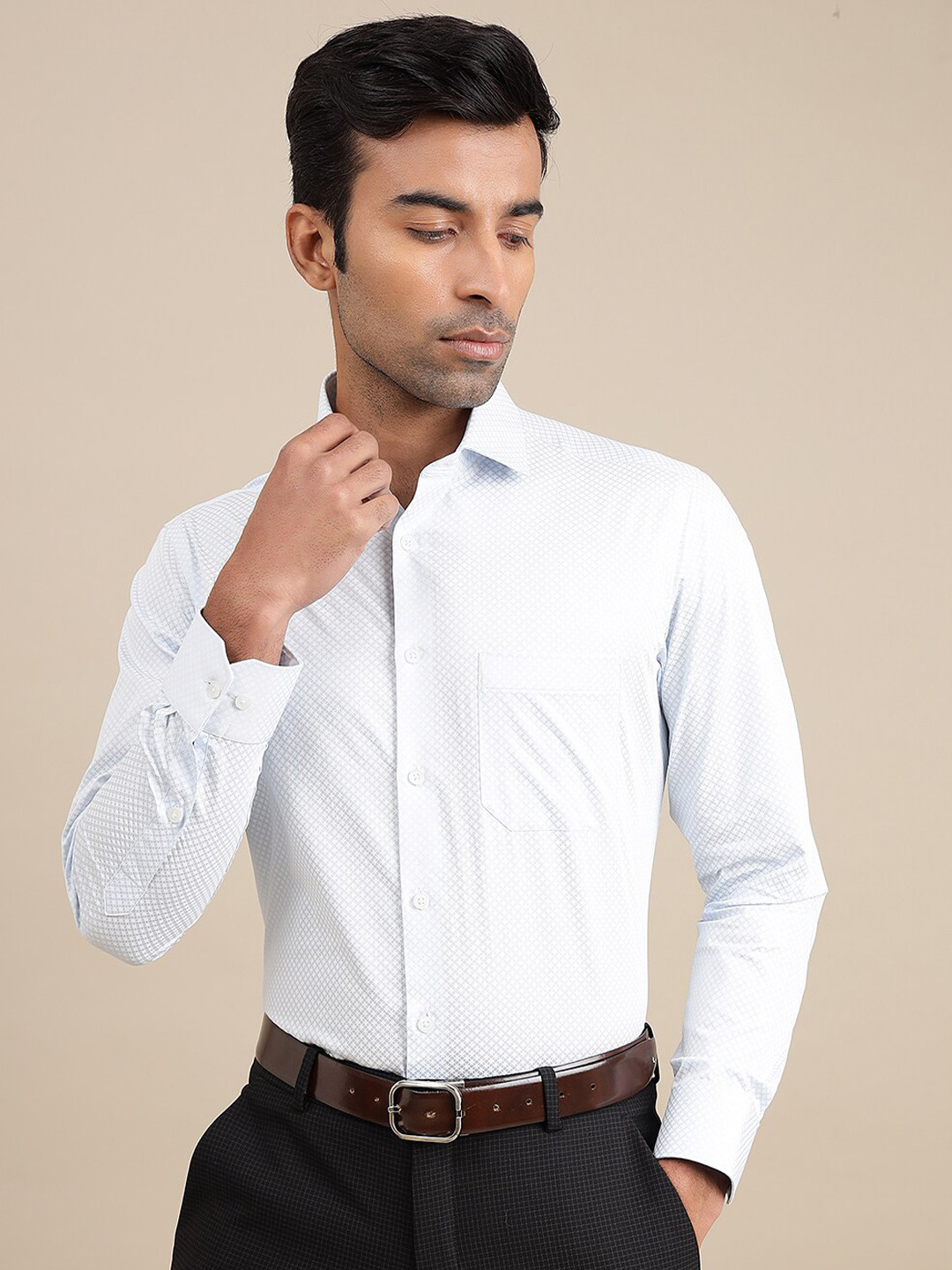

Greenfibre Slim Fit Opaque Cotton Formal Shirt, White