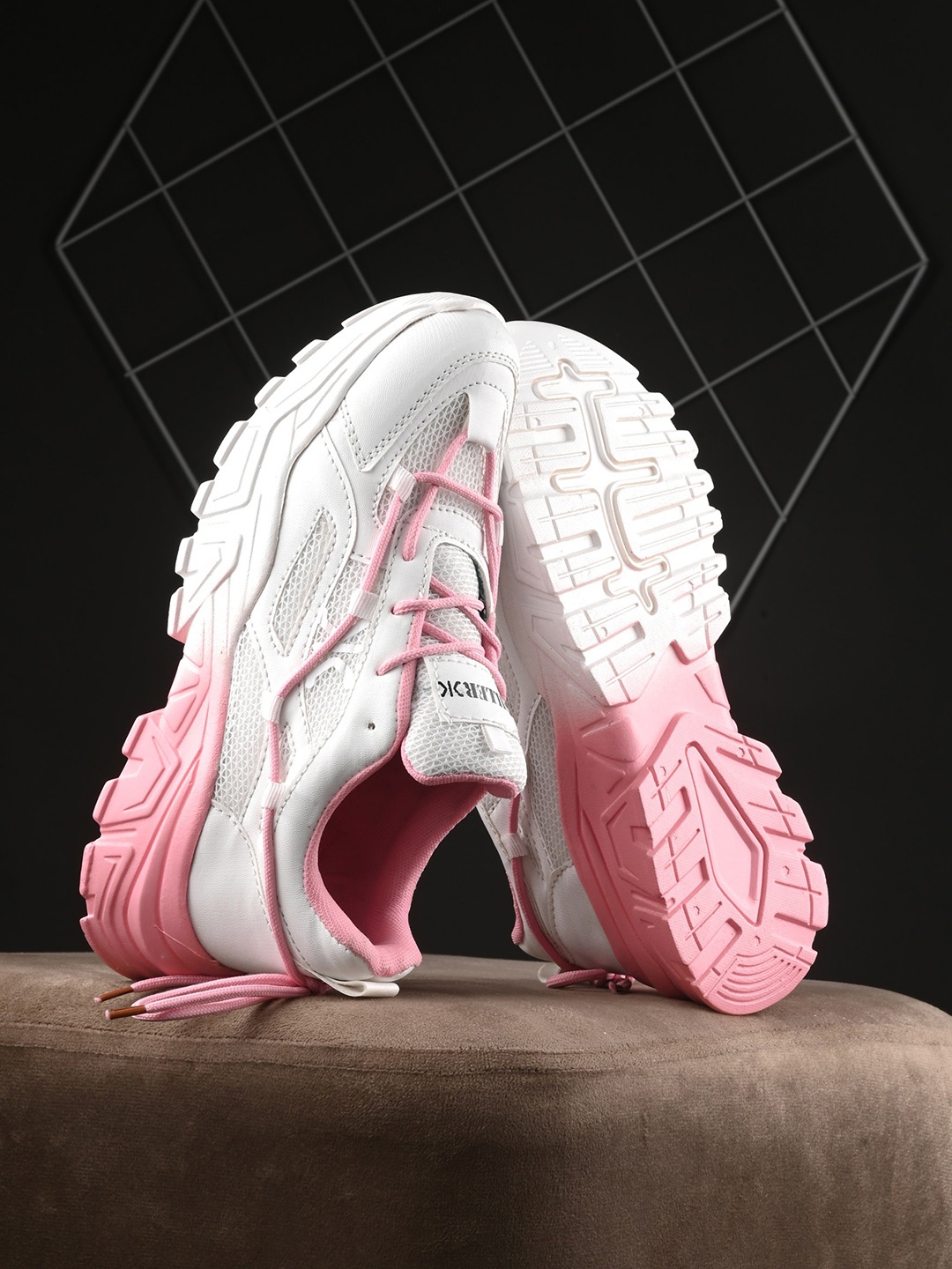 

Killer Women Colourblocked Lace Up Mesh Sneakers, Pink