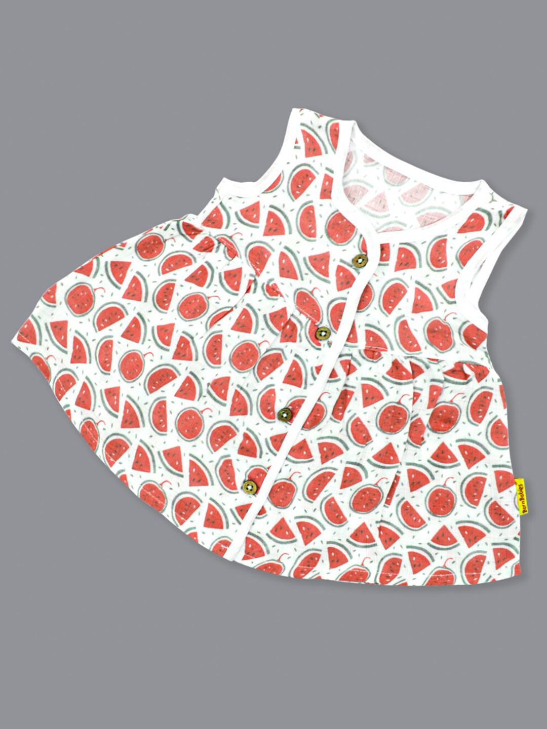 

Born Babies Infant Girls Conversational Printed Gathered Organic Cotton A-Line Dress, Red