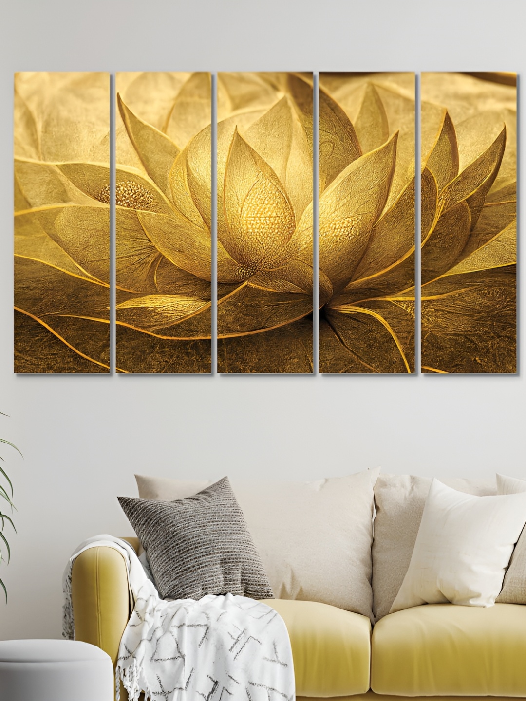 

OLIVE TREE Beige 5 Pieces Floral and Botanical Wooden Painting Wall Arts