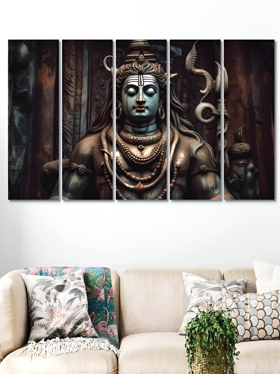 

OLIVE TREE Black & Grey 5 Pieces Religious Wooden Painting Wall Arts