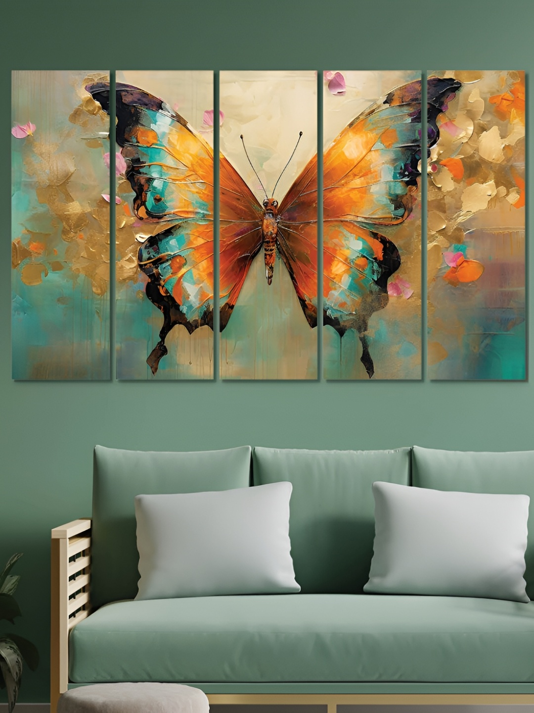 

OLIVE TREE Black & Blue 5 Pieces Birds and Animals Canvas Painting Wall Arts