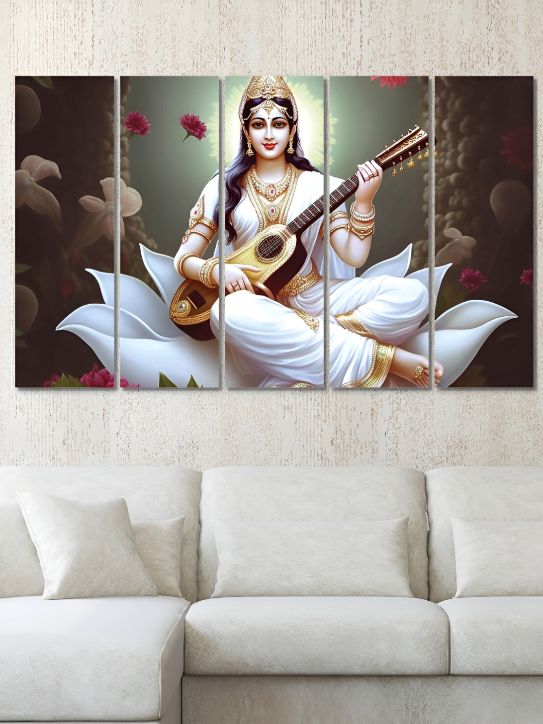 

OLIVE TREE Black & White 5 Pieces Religious Wooden Painting Wall Arts