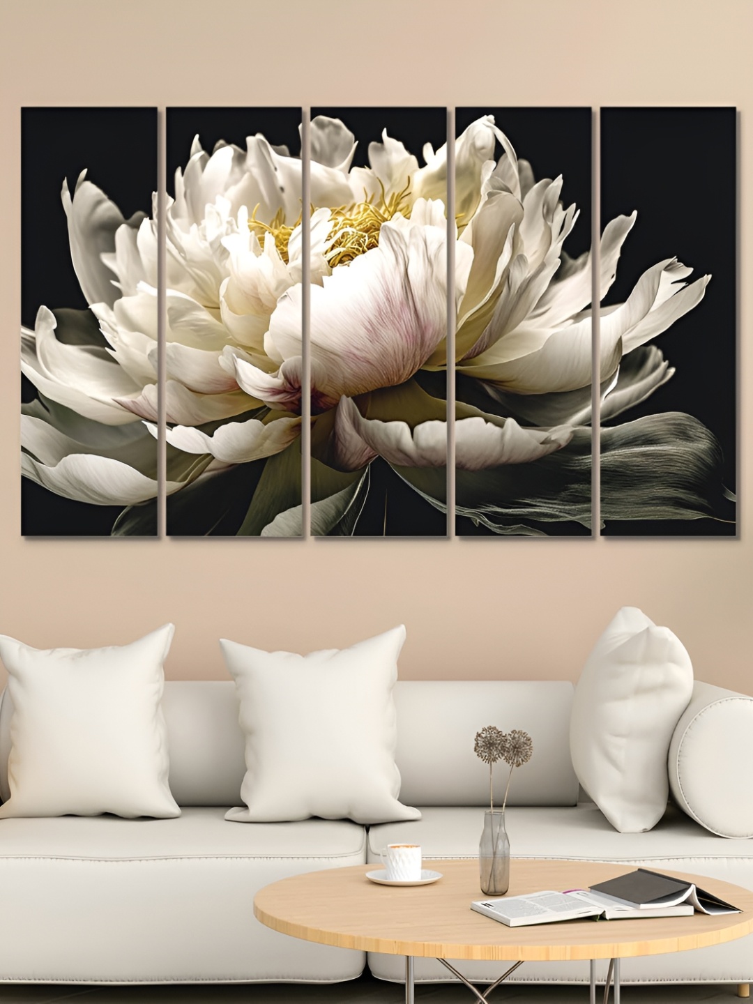 

OLIVE TREE White & Black 5 Pieces Floral Canvas Painting Wall Arts