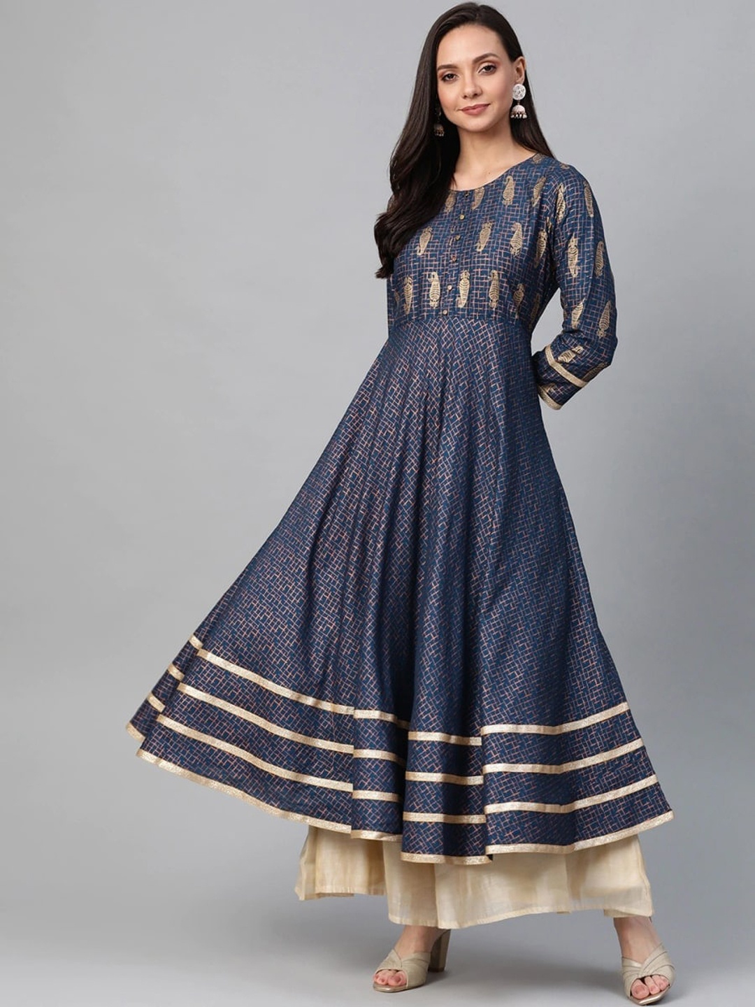 

KALINI Ethnic Motifs Printed Anarkali Kurta, Blue