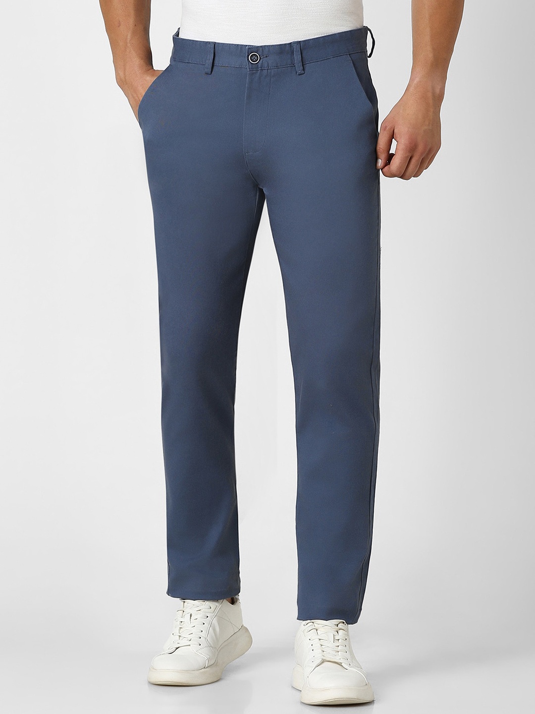 

Peter England Casuals Men Mid-Rise Slim Fit Trousers, Blue