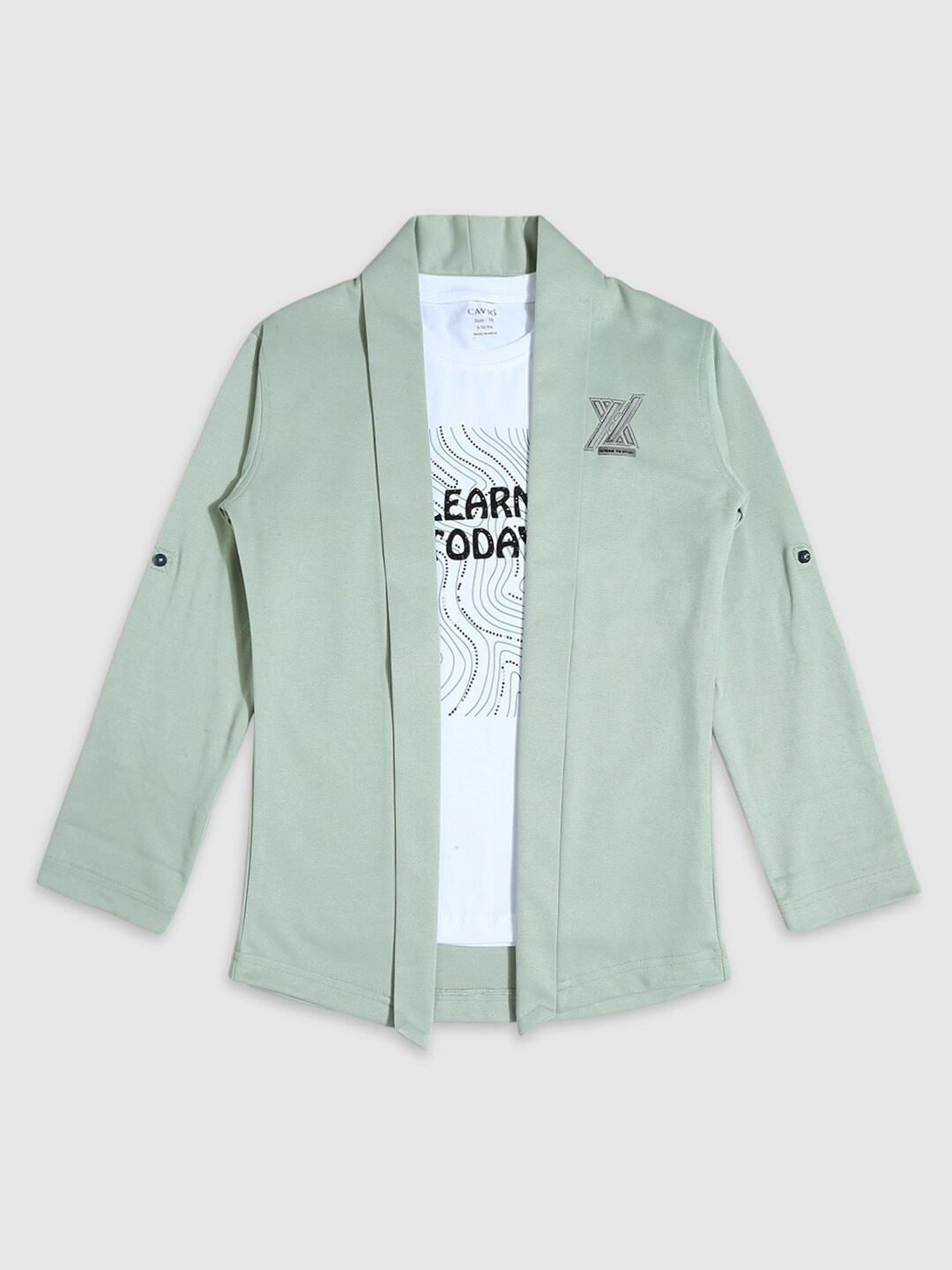 

CAVIO Boys Open Front Shrug and T-Shirt, Green