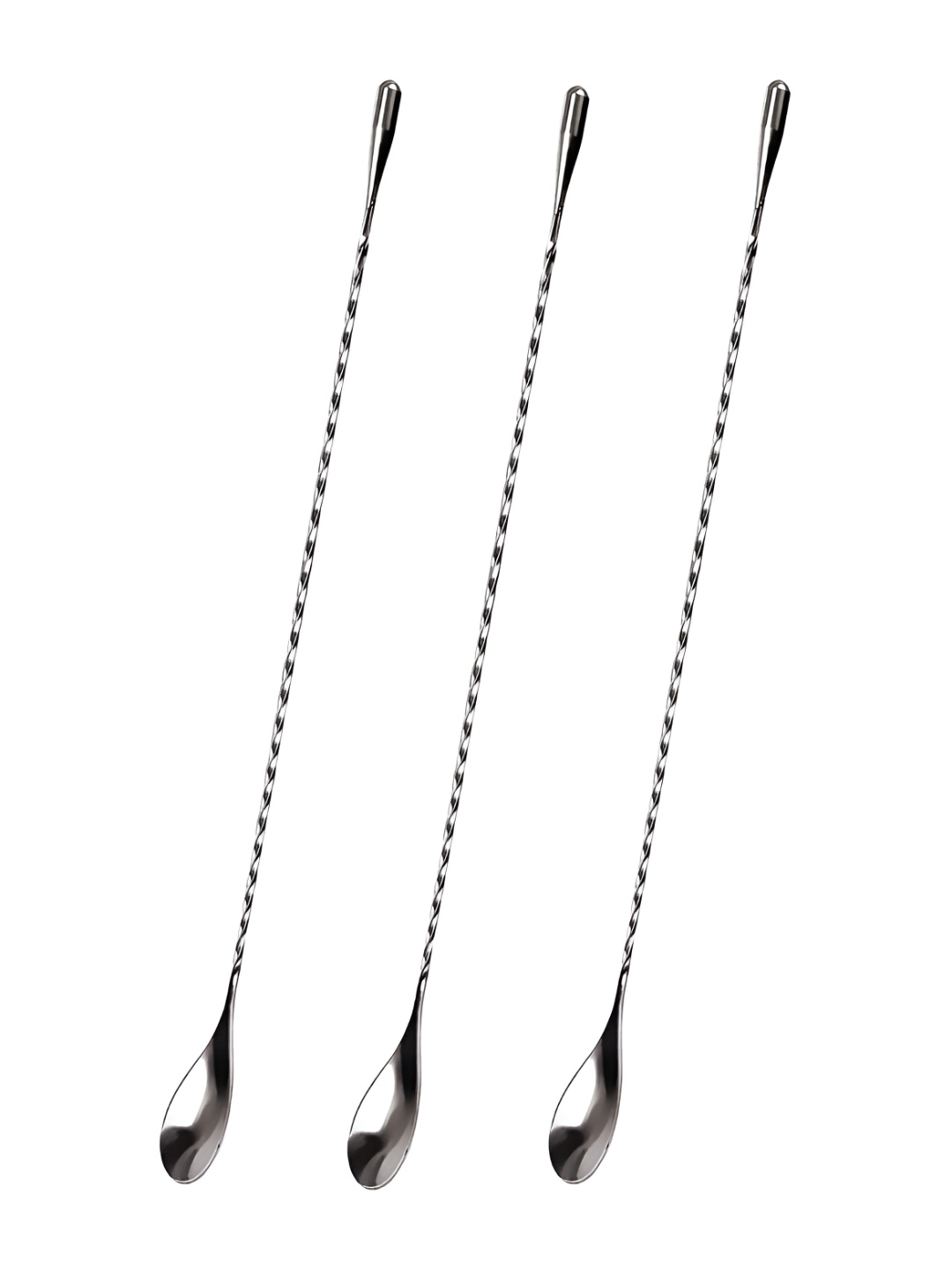 

HAZEL Silver Toned 3 Pieces Textured Stainless Steel Twisted Cocktail Stirrers