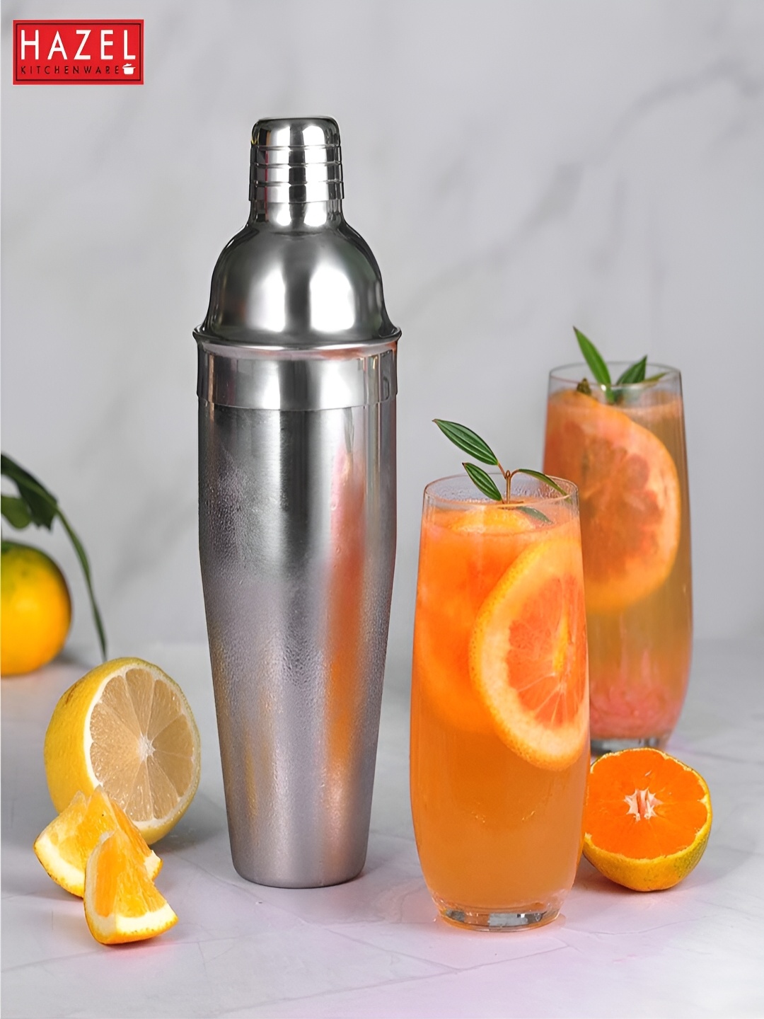 

HAZEL Silver Toned Stainless Steel Cocktail Drink Shaker 800 ml