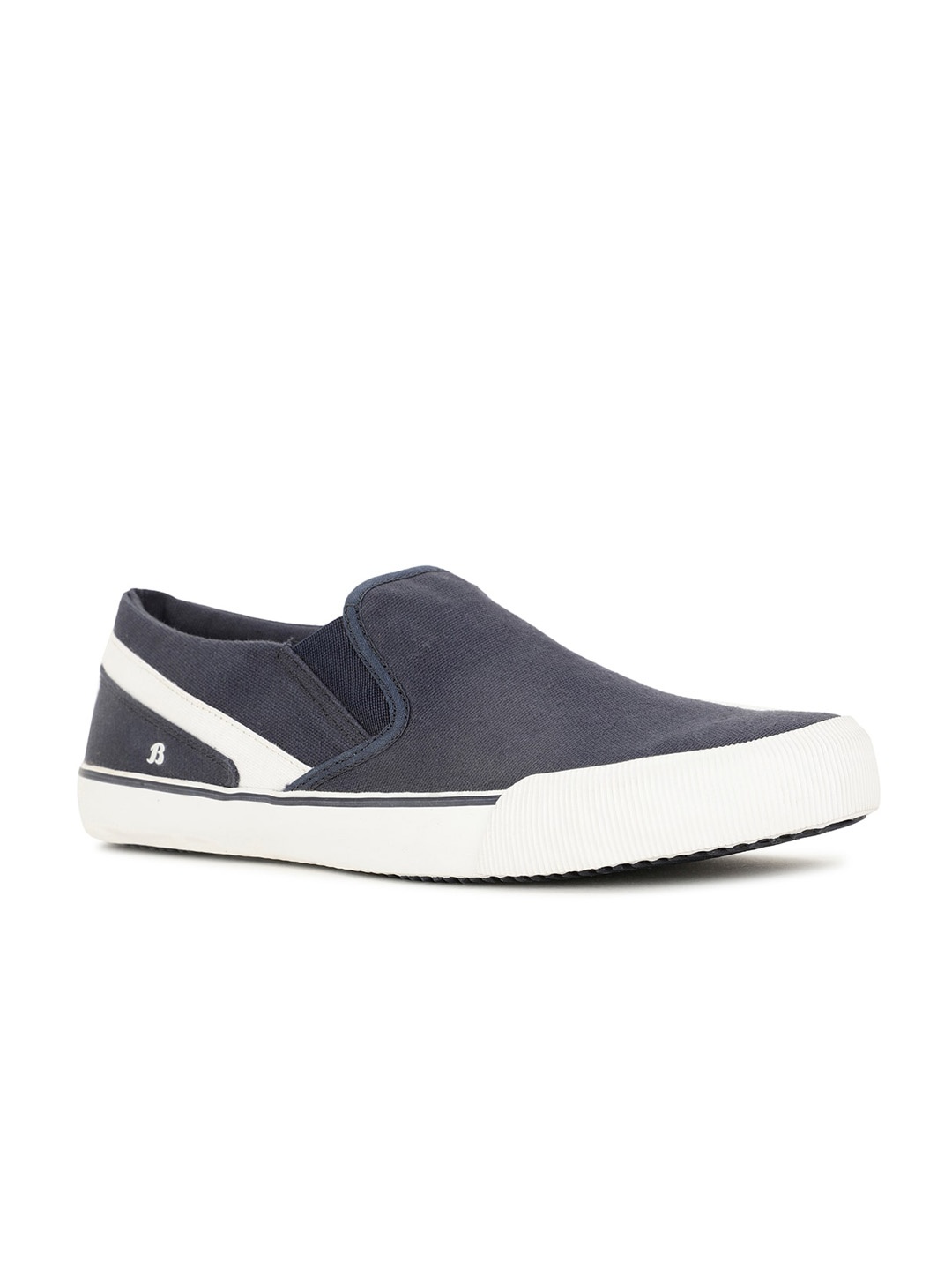 

Bata Men Round Toe Canvas Slip-On Sneakers, Navy blue