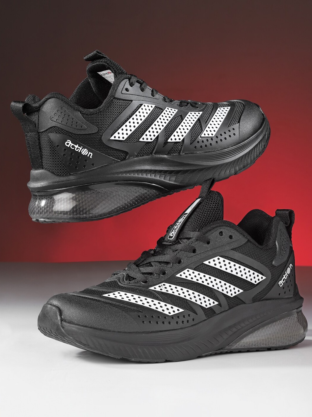 Action Men Mesh Lightweight Running Shoes, Black