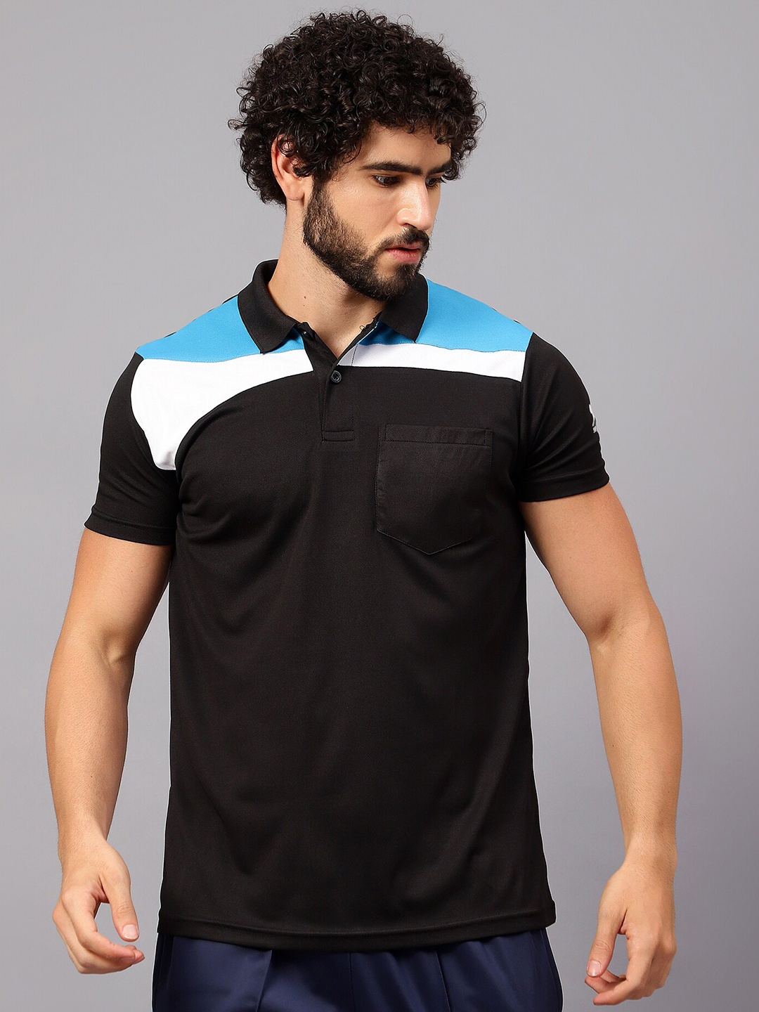 

Shiv Naresh Colourblocked Polo Collar T-shirt, Black