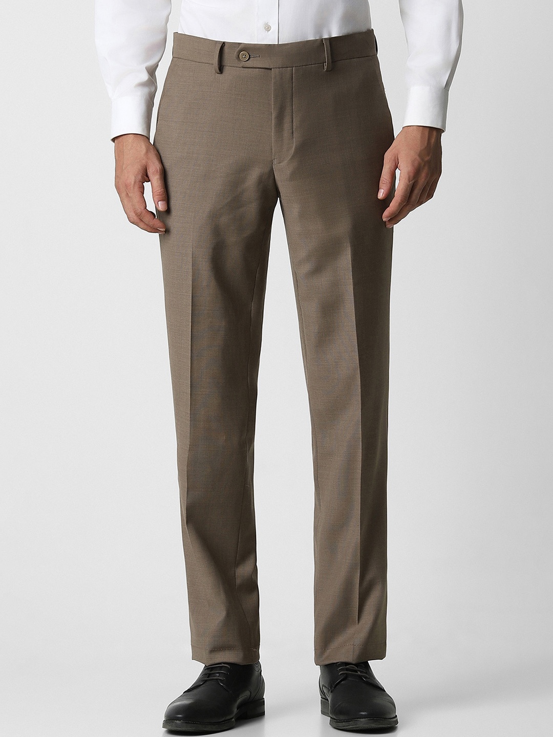 

Van Heusen Men Mid-Rise Textured Slim Fit Trousers, Brown