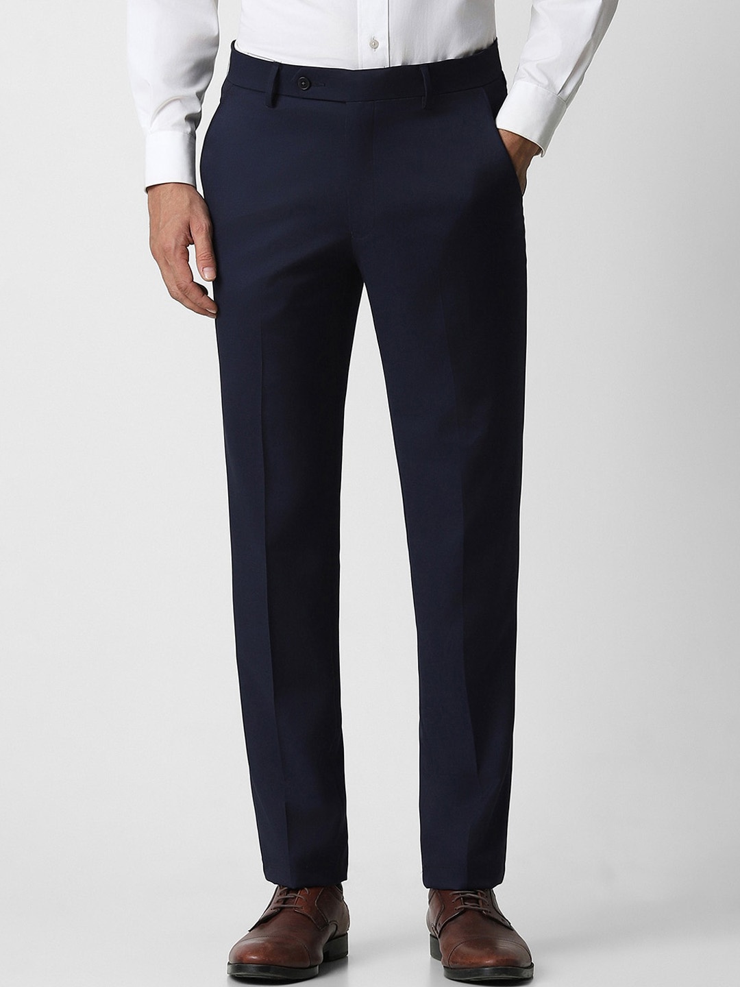 

Van Heusen Men Mid-Rise Slim Fit Trousers, Navy blue