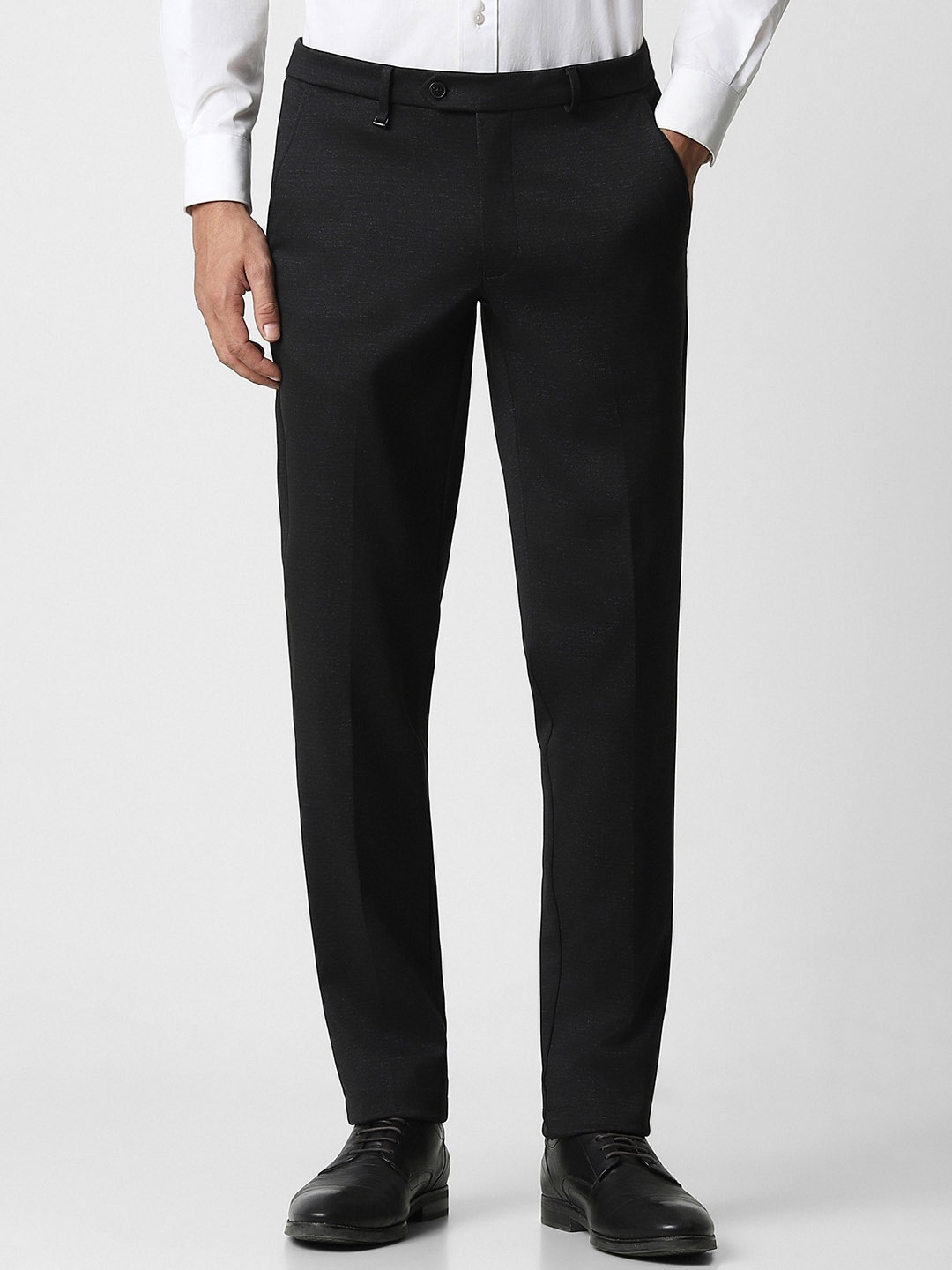 

Van Heusen Men Mid-Rise Slim Fit Trousers, Black