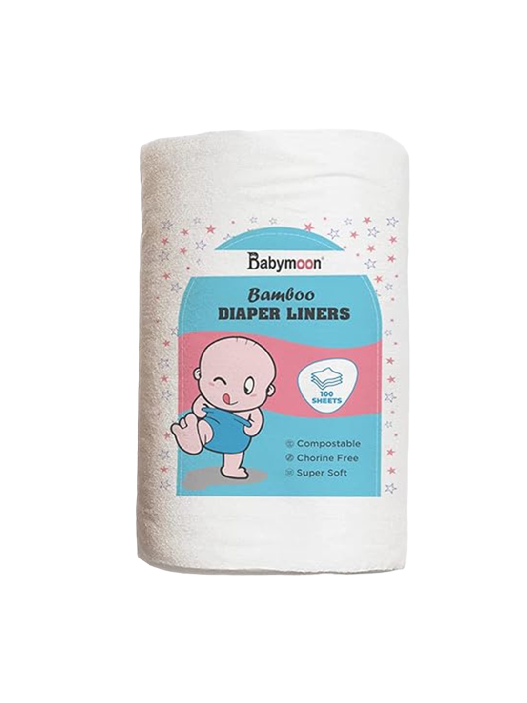 

Babymoon Disposable Biodegradable Flushable Bamboo Nappy Diaper Liners, White