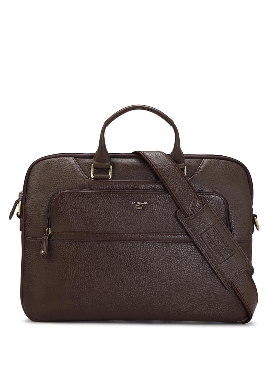 

Da Milano Unisex Textured Leather 15 Inch Laptop Bag, Brown